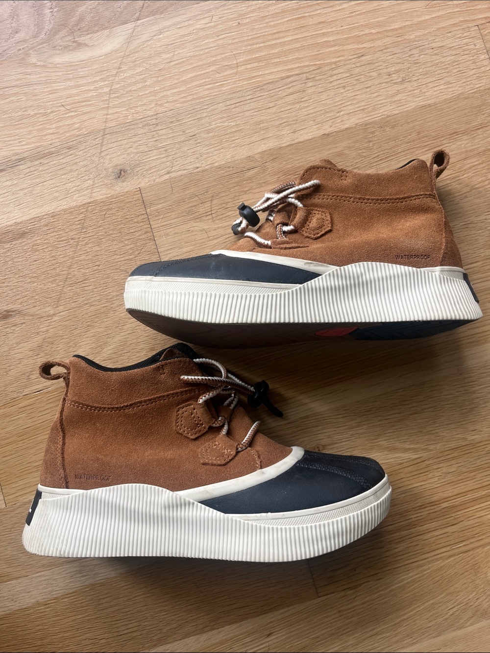 Sorel Kids Brown and Black Waterproof Suede Duck Boots